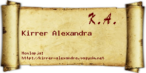 Kirrer Alexandra névjegykártya